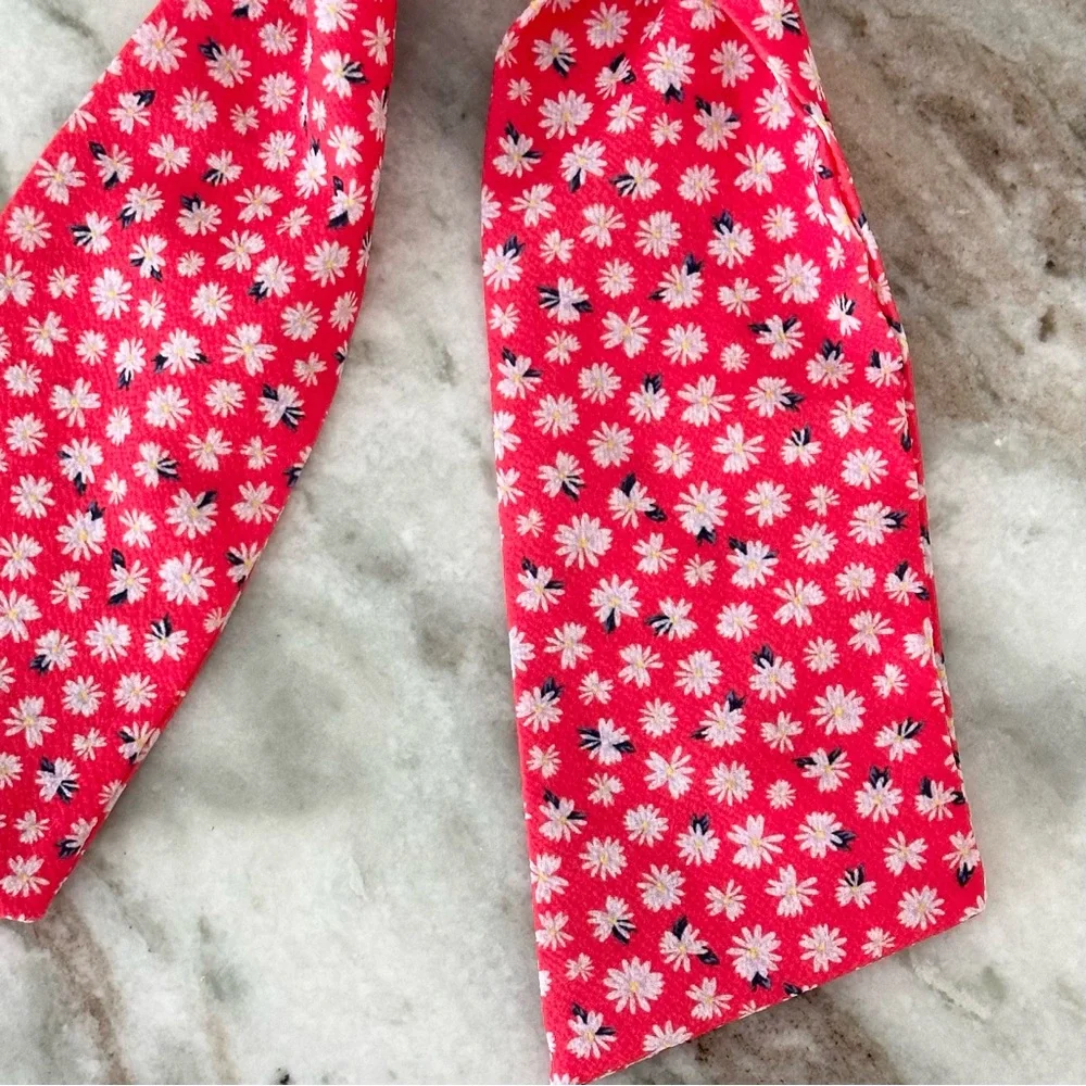 Floral Hair Scrunchie Bandana Ponytail Scarf - Red White & Blue